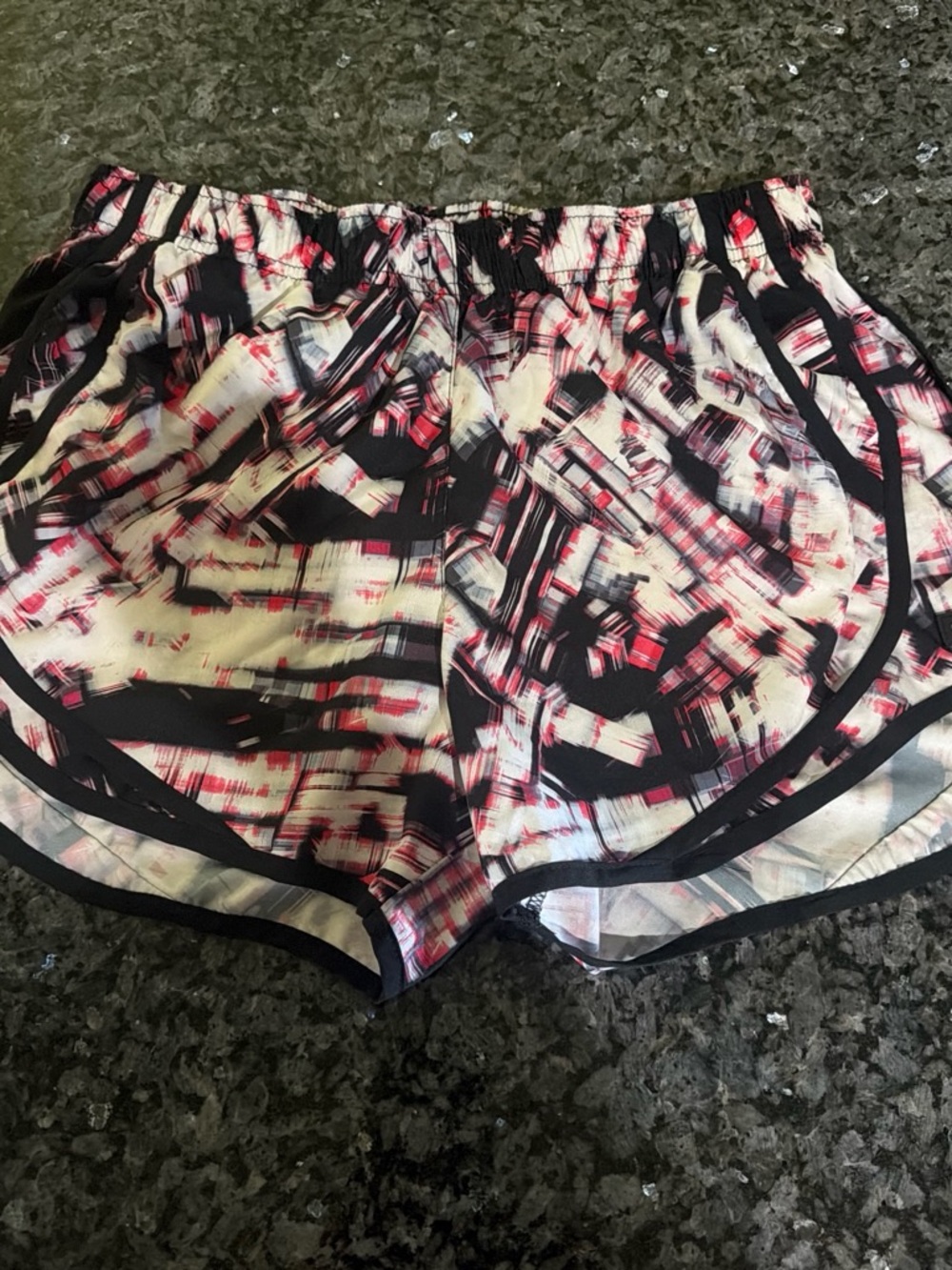 Calvin Klein Black, White & Pink Abstract Print Athletic Shorts